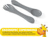 Set, 6 Baby Feeding Piece - Pebble Gray - Includes Suction Bowl, Plate, Silicone Bib, Spoon, Fork for Toddlers & Kids
