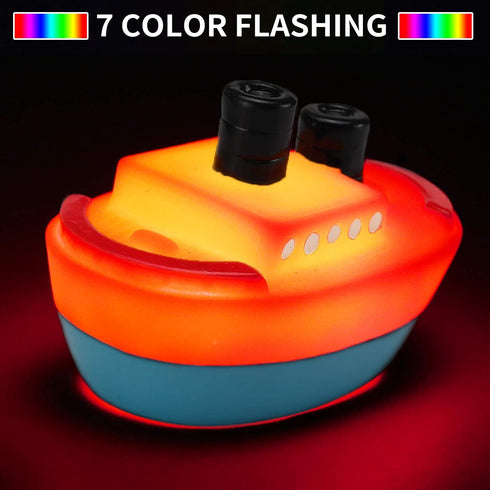 6 Pack Bath Toys Light Up Boat Floating Rubber Set, Color Changing Flashing Light for Baby Infant Toddler Kid