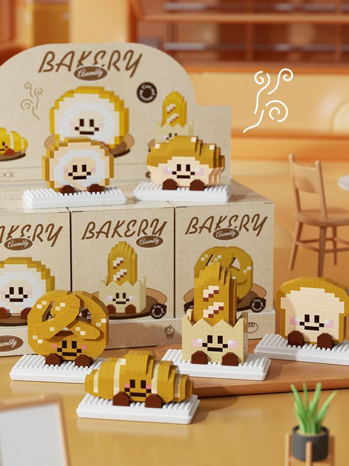 Jollcnoia 9 Set Set Happy Bread Series Food Cute Series Toy Mini Bricks Micro Building Kit Toys Desktop Ornaments Gift
