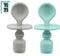 Silicone Baby Spoons for Baby Led Weaning, 2-Pack First Stage Feeding Spoon Set, Gum Friendly, BPA Free (Light Blue)