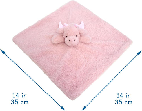 Baby Pink Dragon Soft Stuffed Animal Security Blanket, Plush Dinosaur Character Lovey Blanket, Baby Shower/Nursery Gift, Cuddly Newborn, Infant, Toddler Snuggle Blankie for Girls Boys, 14" by Doindute