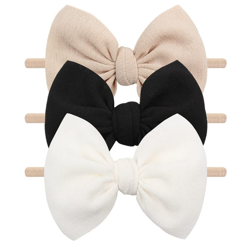 YanJie 3 Pcs Soft Nylon Headbands for Baby Girls - Hair Bow Hair Accessories for Newborn Infant Toddler Kids