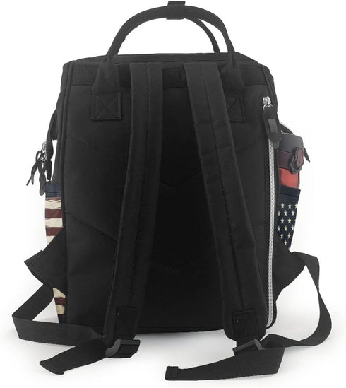 OUSIKA Backpack Daypacks American Flag Print Diaper Bag Multifunction Laptop Travel Large Nappy Bag, Black, One Size