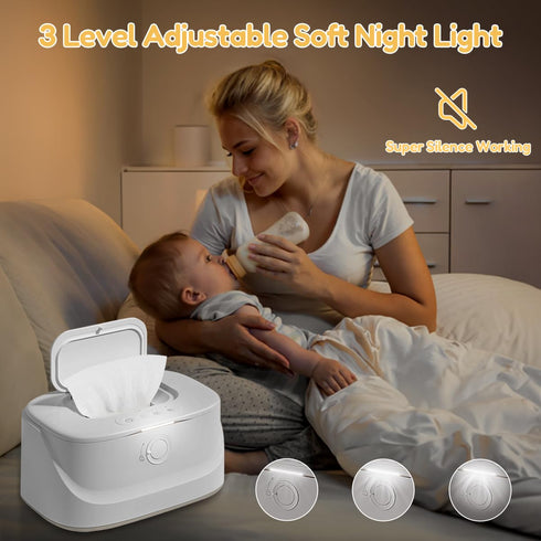 Display,3 Baby Wipe Warmer with Night Light,Innovative Spring Design,Baby Wet Wipes Dispenser for Large Wipes,Wipes