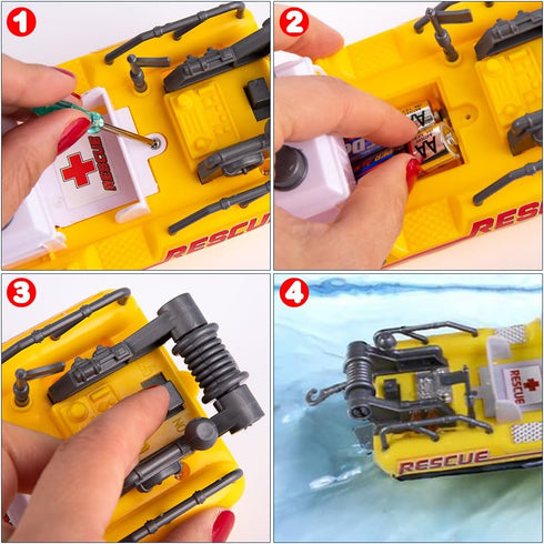 ArtCreativity Aquatic Rescue Vessel, Battery Operated Toy Boat for Kids, Floats in Water, Floating Bathtub and Pool Toy