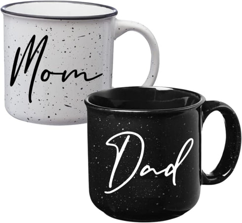 Mom Dad Campfire Mug Set - New Parents Couples Gifts - Pregnancy