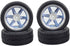 4PCS 1:10 RC Tires and Plastic Wheels Rims for On Road Touring Racing Drift Car, Traxxas HSP HPI (Blue)