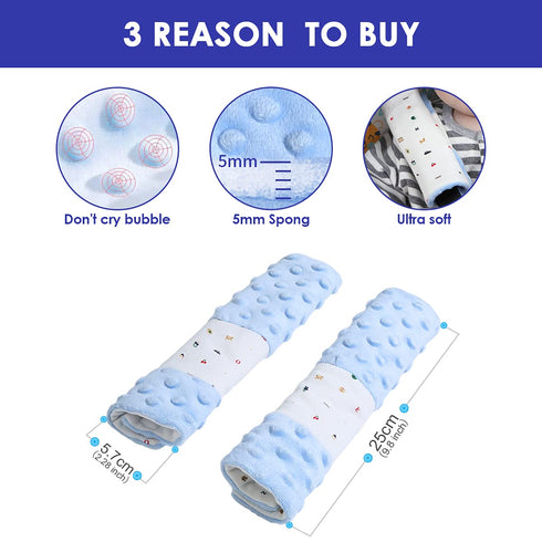 4 Pack Baby(9.8'X2.2''inch) Car Seat Belt Straps Cover for Baby Kids, Baby Carrier Straps Covers Stroller Strap Pads