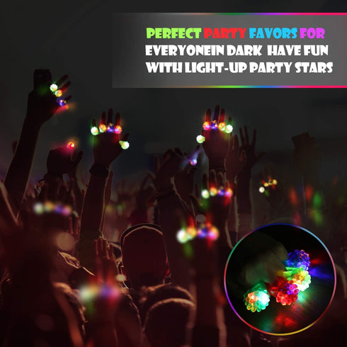 12Pcs Novelty Place Flashing LED Jelly Rings Fun Glow in the Dark Light Up Toy Rings for Kids, Party Favors, Birthday