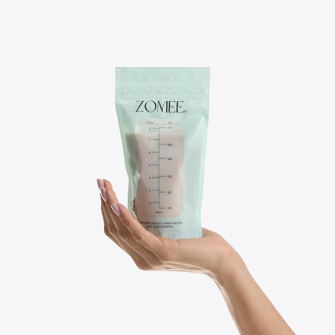 8oz Pack 360 Zomee Breast Milk Storage Bags Leakproof Double-Zip Seal, Self-Standing, Easy-Pour Design, Freezer Safe