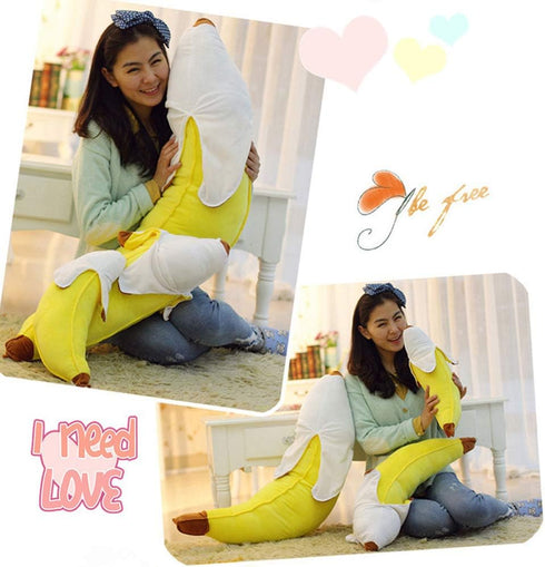 Banana Plush Pillow, Soft Food Plushie Hugging Pillow, Gift for Birthday, Valentine, Christmas (19.6 inches)