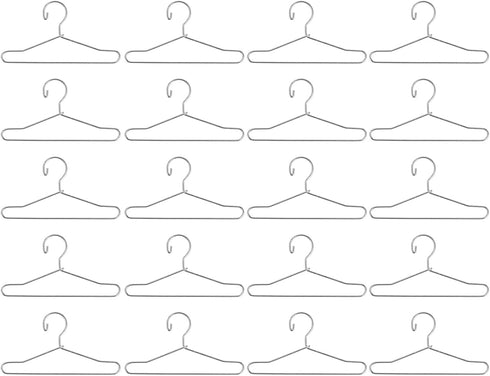 HEALLILY 20 Pcs Dollhouse Miniature Wire Hangers, Metal Hangers for Doll Clothes and Necklaces (6.5CM Silver)