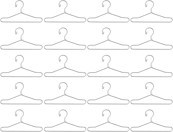 HEALLILY 20 Pcs Dollhouse Miniature Wire Hangers, Metal Hangers for Doll Clothes and Necklaces (6.5CM Silver)