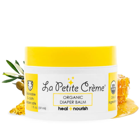 La Petite Creme Organic Diaper Balm (1 oz) - Gentle & Safe Healing Diaper Cream - USDA Certified Organic Baby Lotion