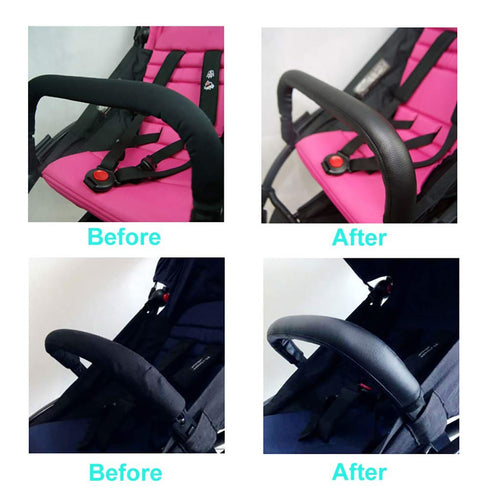Handle Sleeve Cover for Babyzen YOYO2 / YOYO+ Strollers - Black Artificial Leather
