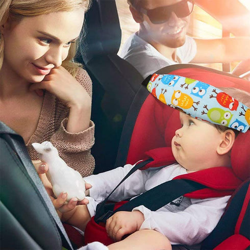 2 Pcs Cute Cartoon Adjustable Car Safety Seat Sleep Positioner Infants Baby Head Support Pram Stroller Fastening