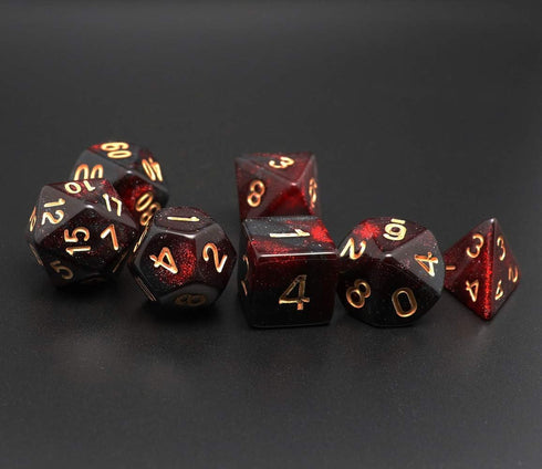 DND Dice Set 7Pcs - Red Mix Black Nebula Dice for Dungeons and Dragons RPG