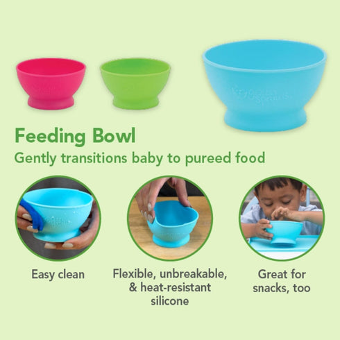 green sprouts Silicone Feeding Bowl - Durable, Unbreakable, Heat-Resistant, Dishwasher Safe