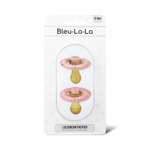 0-18 Luladream Pacifier - Natural Rubber Nipple - Soft Teething Handle - for Infants Baby's and Toddlers, Months (Blush