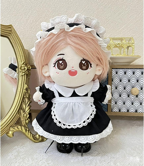 niannyyhouse 20cm Plush Doll Clothes, Headwear, Dress & Apron Maid Suit for 8in Soft Stuffed Plush