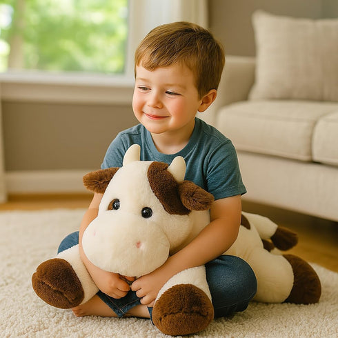 (20" 3.3 lbs) Weighted Cow Stuffed Animal Soft Weighted Plushes Cute Cow Plush Toy Birthday Gifts for Boys Girls Kids