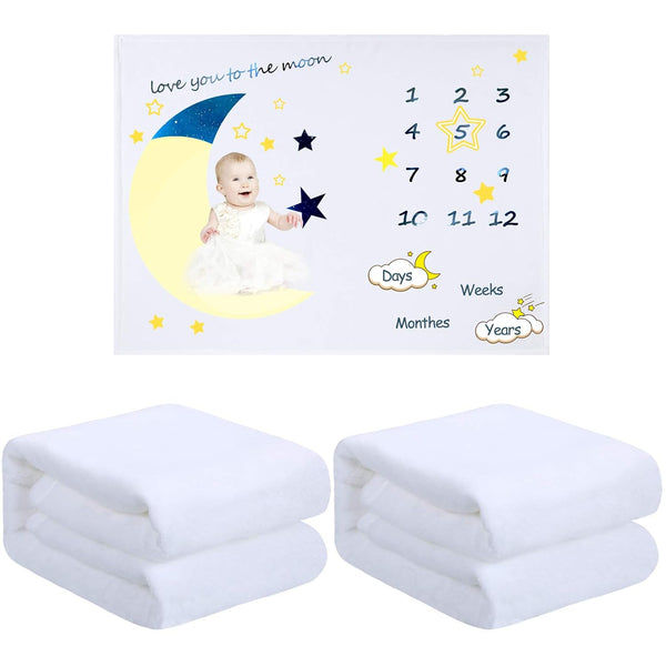 Boao 2 Pcs Fuzzy White Blank Baby Receiving Blanket, Soft Warm Infant Newborn Blanket for Crib Stroller, 30 x 40 Inch