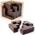 Original 3D Wooden Brain Teaser Puzzle, Engaging 3D Puzzle Box for Kids 8-12 & Adults, Brown