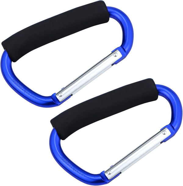 JIALEEY Grocery Bag Shopping Bag Holder - Multi Purpose Snap Hook Stroller Hook Set, Pack of 2, Blue