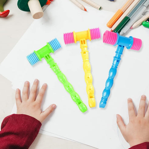 NUOBESTY 8 Pcs Hammer Pounding Toys, Plastic Squeaky Hammer Musical Pounding Toy Educational Toys in Random Color