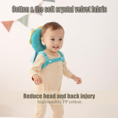 Feidoog Baby Head Protector Cushion Backpack with 3 Knee Pads for Walking & Crawling, Dragon Design