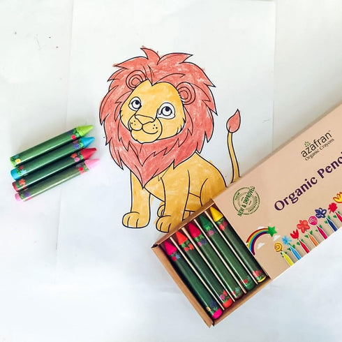 Pack 15 127 Azafran Organic Pencil Crayons - of Colored Thins, Non Toxic Ingredients, Non-Greasy, Eco Friendly, Food