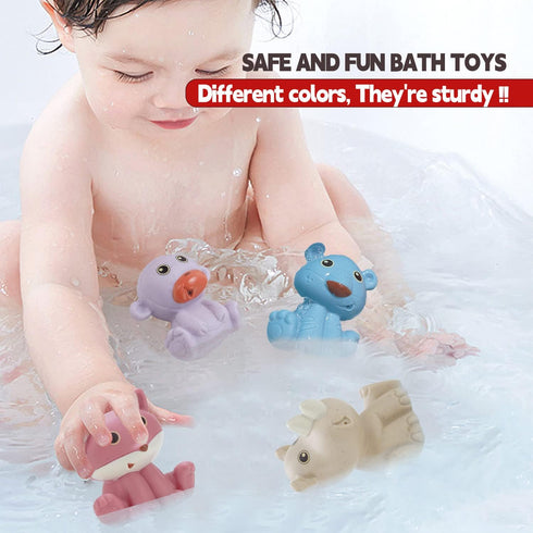 Baby Bath Toys for 6-12 Months, 9 Pack No Hole Silicone Animal Bathtub Pool Float Toy for Baby Girl Boy Present