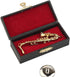 Dselvgvu 3.16"x1.69"x0.63") Miniature Saxophone with Stand and Case Brass Mini Musical Instrument Replica Collectible