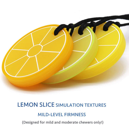 (3 Pack) Xtra Tough Lemon Sensory Chew Necklace - Chewing Necklace Teething Necklace Teether Necklace Chew Toys