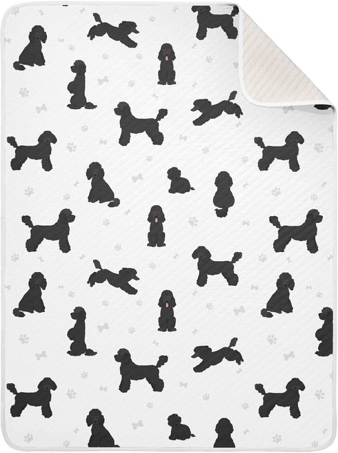 KICPOAY Medium Poodle Black Baby Swaddle Blanket for Boys and Girls, Muslin Baby