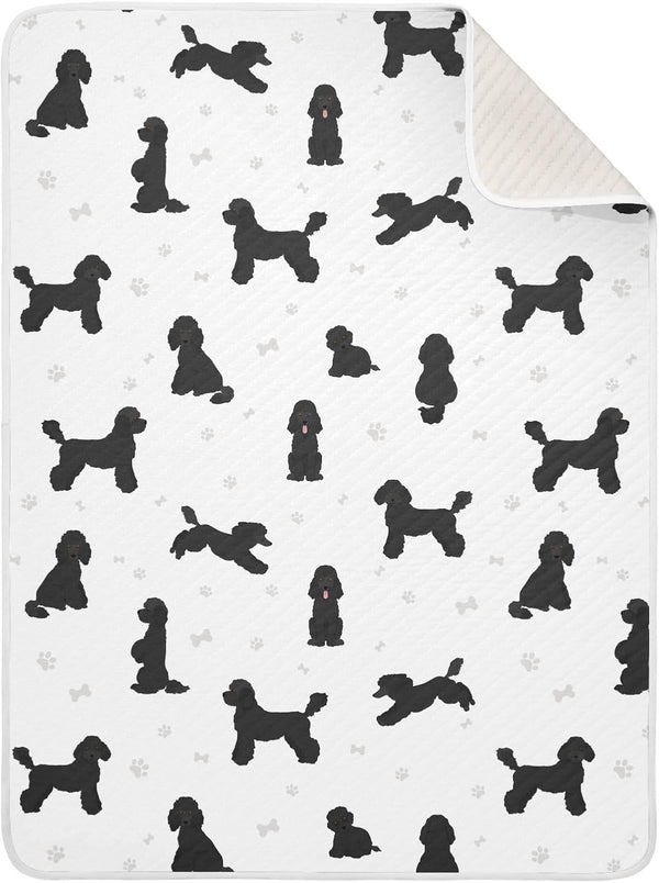 KICPOAY Medium Poodle Black Baby Swaddle Blanket for Boys and Girls, Muslin Baby