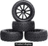 12mm Hex Wheels and Tires with Foam Inserts for 1/10 RC Touring Car, 1/18 Latrax Teton, 1/16 Traxxas Slash, Set of 4