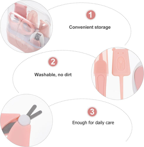 Set Abaodam Nail Clipper Kit Nail Scissor for Grooming Pink Manicure Pedicure with Safety Features for Newborns