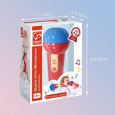 Hape Mighty Echo Microphone, Battery-Free Voice Amplifying Toy for Kids 1 Year & Up, Red, Model Number: E0337