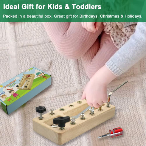 Montessori Screwdriver Board Set - Educational Wooden Toys for 3-5 Year Old Kids, Sensory Learning