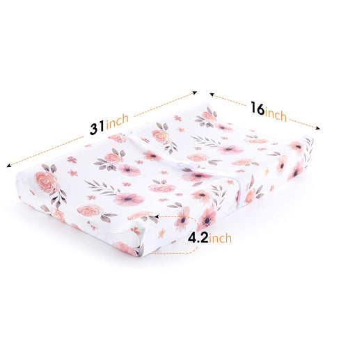 Tyke Bliss Pink Changing Pad Cover for Girls – Super Soft 100% Combed Cotton Jersey Knit Stretchy Floral Covers