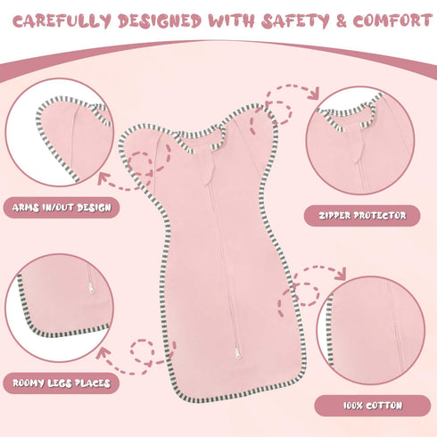 Roksuma 6-9 2-Way 2-Pack 100% 0.8Tog 20-27lbs) Baby Sleep Swaddles Arms up Swaddle Months, Baby Transitional Swaddle