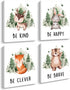 Creoate Kids Room Decor Wall Art, 4 Pieces Cute Animal Picture with