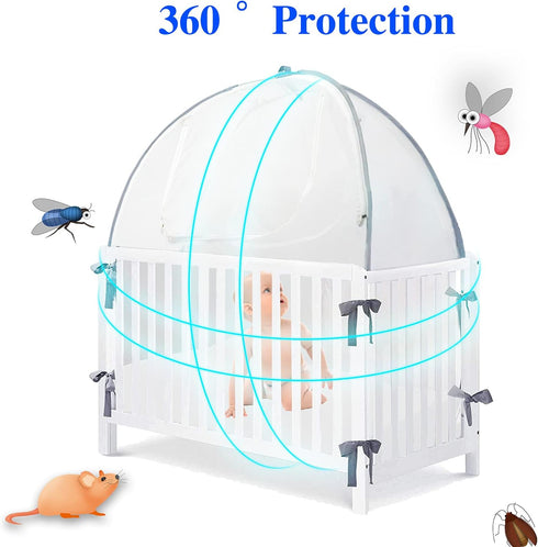 Baby & Beyond 52.25" 28.25") Baby Crib Tent Safety Net, Durable Strong Self-Locking Zippers, Protects from Climbing Out