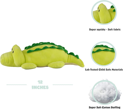 Green Alligator Plushie Toy - 12 Inches Stuffed Animal with Soft Fabric and Stuffing, Cute Toy Gift