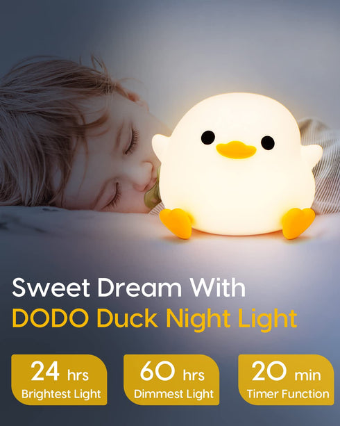 Dimmable 20 Amaredom DoDo Duck Night Light, Cute Duck Lamp, Silicone Nursery Nightlight, Rechargeable LED Bedside Lamp