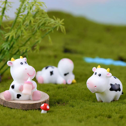 MAOMIA 6 Pcs Cow Figures for Kids, Cute Animal Toys Set, Cake Toppers Miniature Figurines Collection