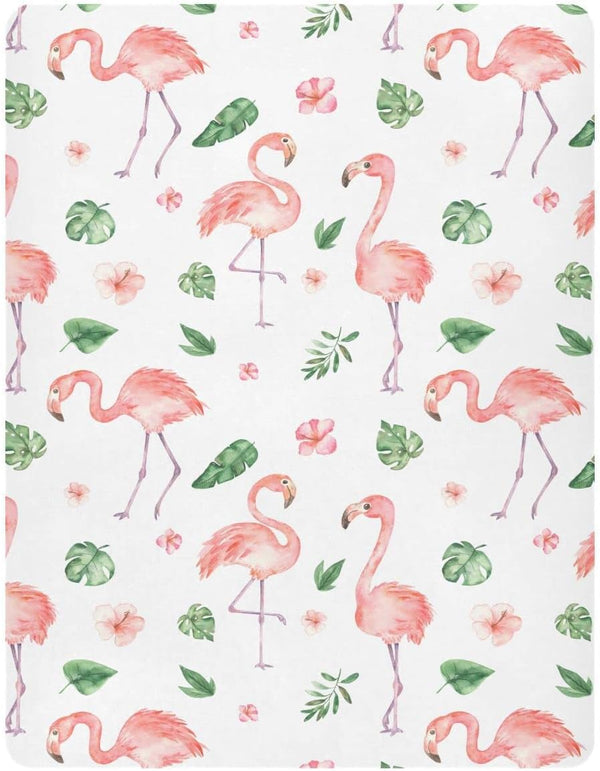 Burbuja Flamingos Crib Sheet for Boys Girls, Fitted Crib Sheet 28 x 52