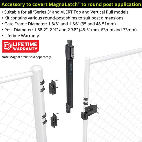 D&D TECHNOLOGIES MagnaLatch ML3RPK Round Post and Chain Link Gate Latch Adapter Kit for Safety Gate Latches