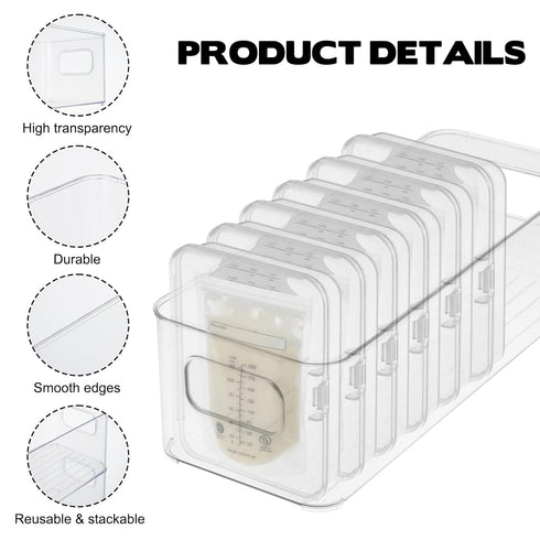 Wopgrty Breastmilk Storage Container, Freezer Flattener Kit, Breastmilk Storage Container, Plastic Storage Bins